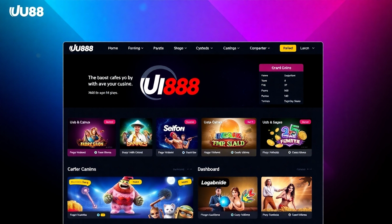 High-quality photo of a vibrant UU88 online casino platform with engaging graphics and a user-friendly interface, highlighting safety and trust