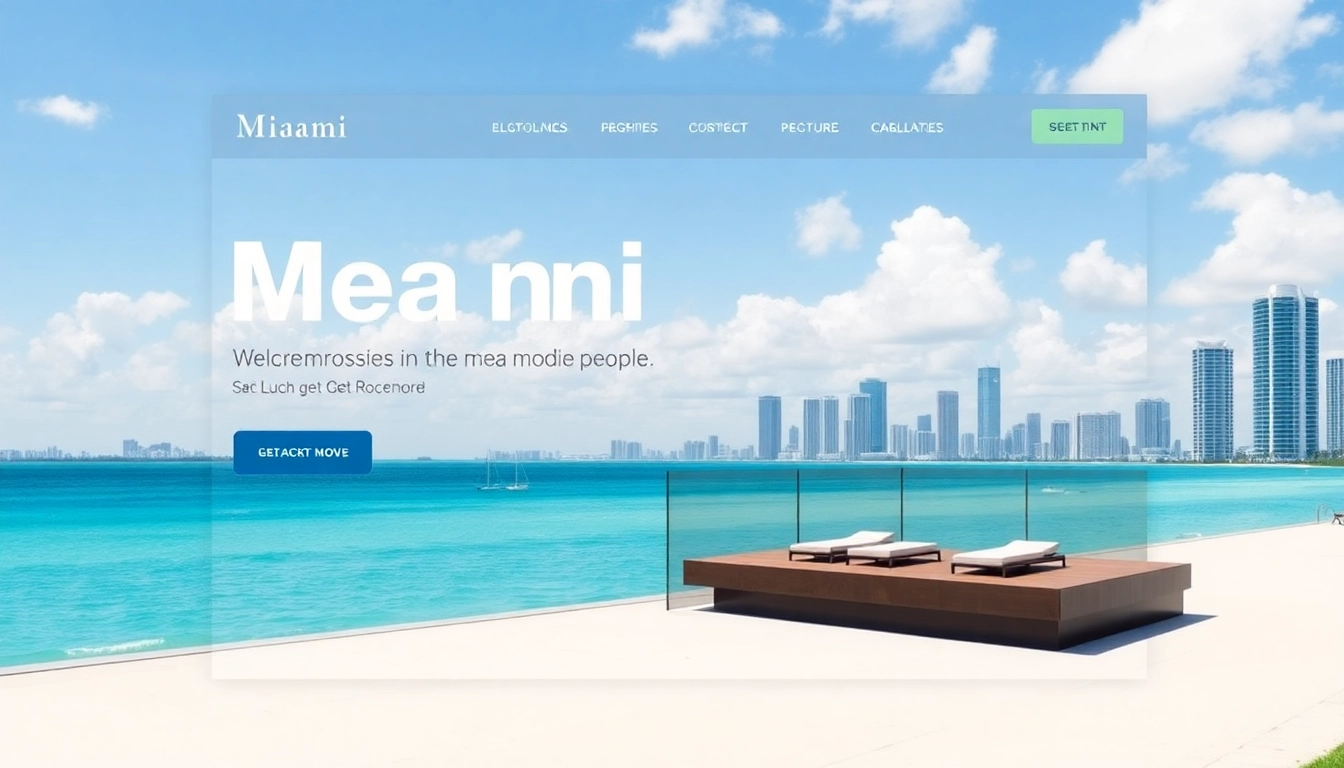 Homepage of https://789f.miami/ showcasing a vibrant Miami cityscape and modern property layout for potential tenants or buyers.