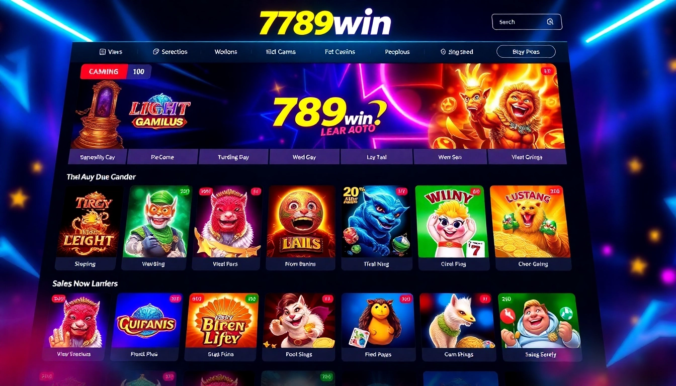 Colorful 789win online casino platform featuring slot, poker, and live betting games, engaging and user-friendly design for easy navigation.