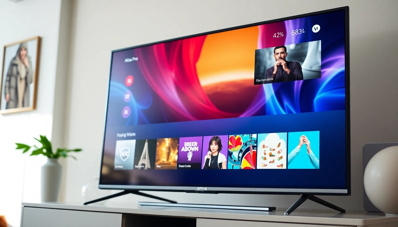 Atlas Pro ONTV app interface showcasing live TV channels and VOD library on Android device