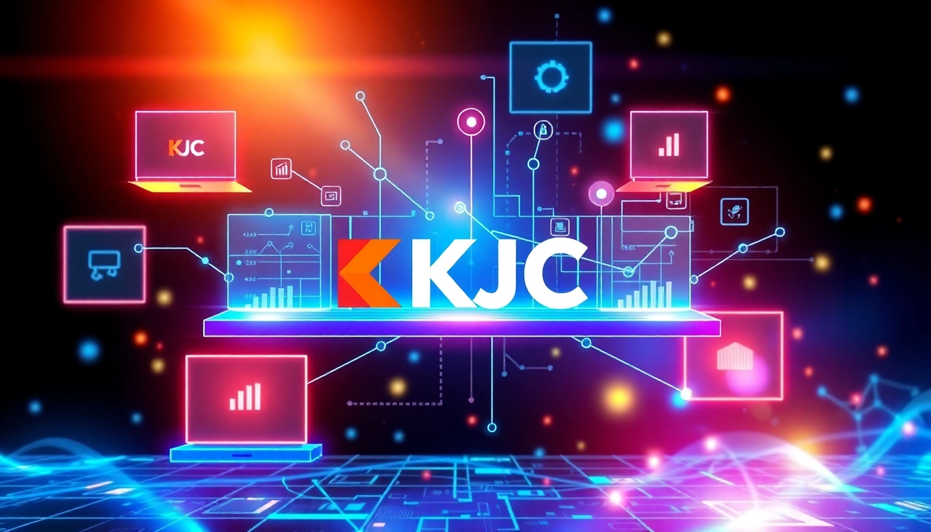 KJC international media alliance collaborating across digital platforms with advanced technology tools, highlighting connectivity and growth.