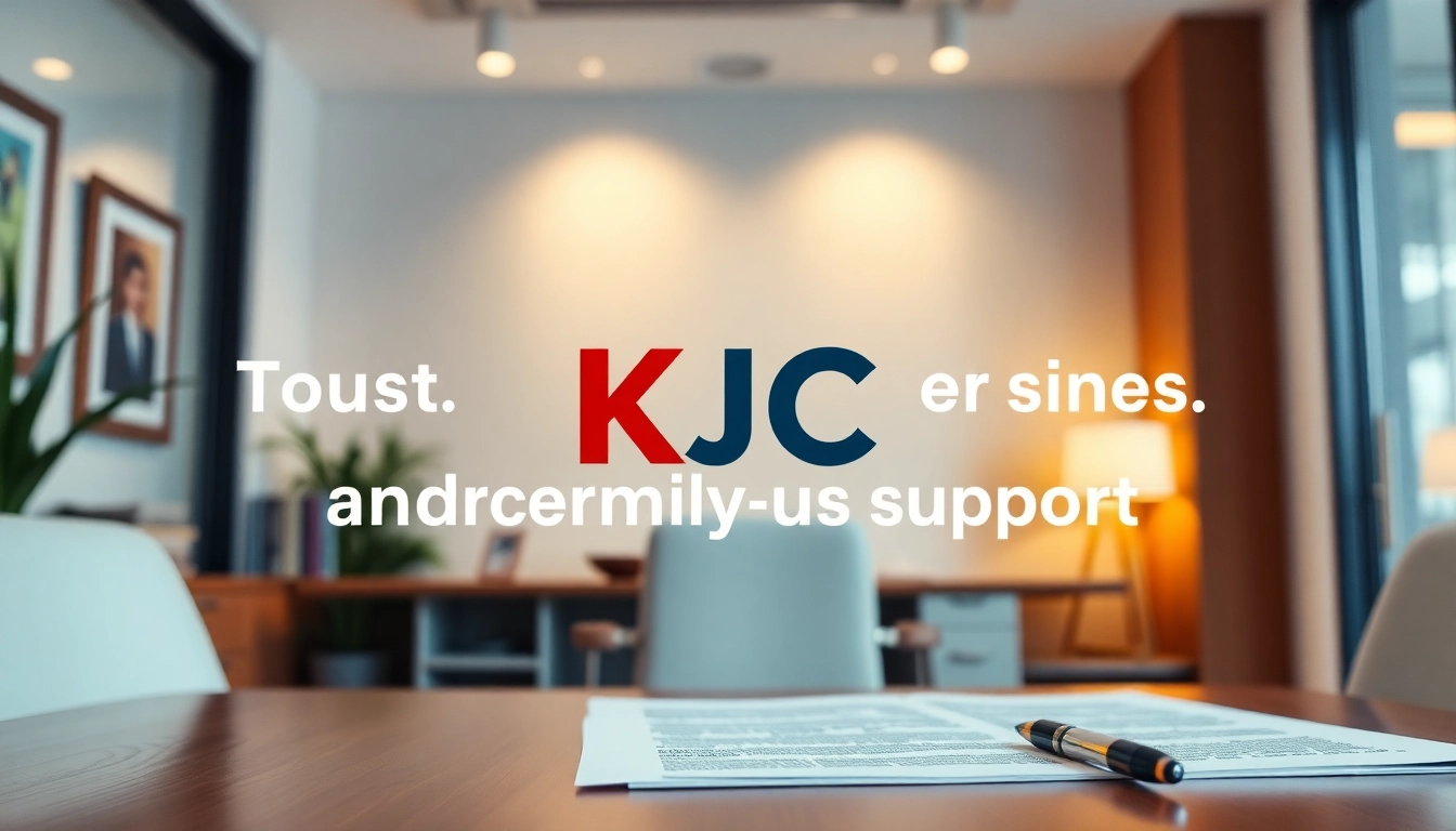 KJC legal services team consulting with clients in a modern office setting to ensure legal