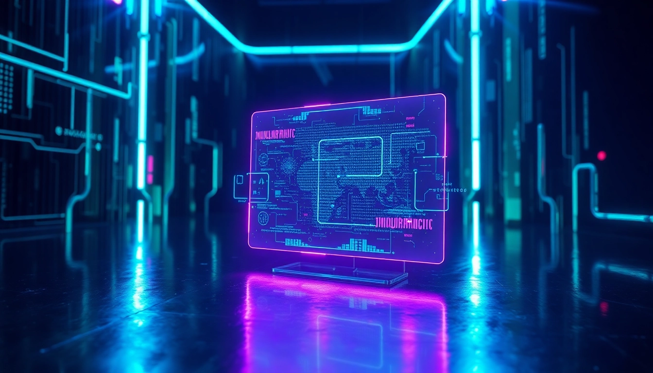 Futuristic AI interface with holographic data streams in a dark, high-tech environment.