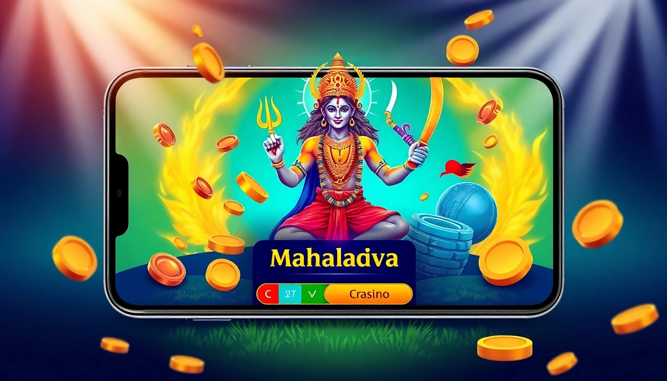 Mahadev book logo displayed on a smartphone screen showing betting markets, indicating an