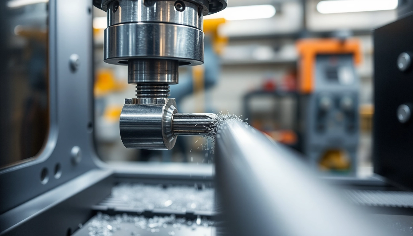 Professional toczenie CNC process showing high-precision machining of metal parts with modern