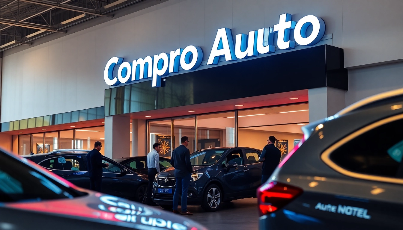Compro auto image showing professional team evaluating vehicles for quick sale and purchase services