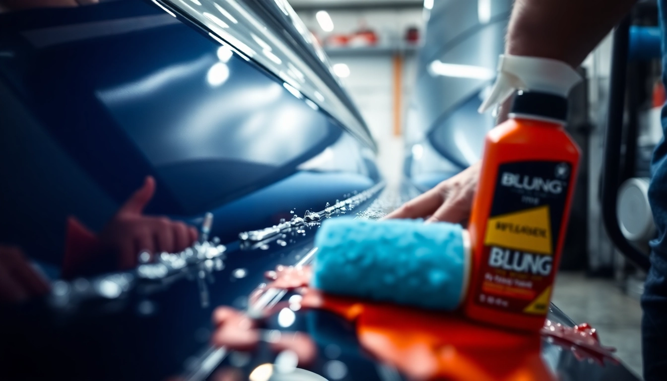 Blung professional boat and vehicle cleaning with polishing and detailing tools in action for a