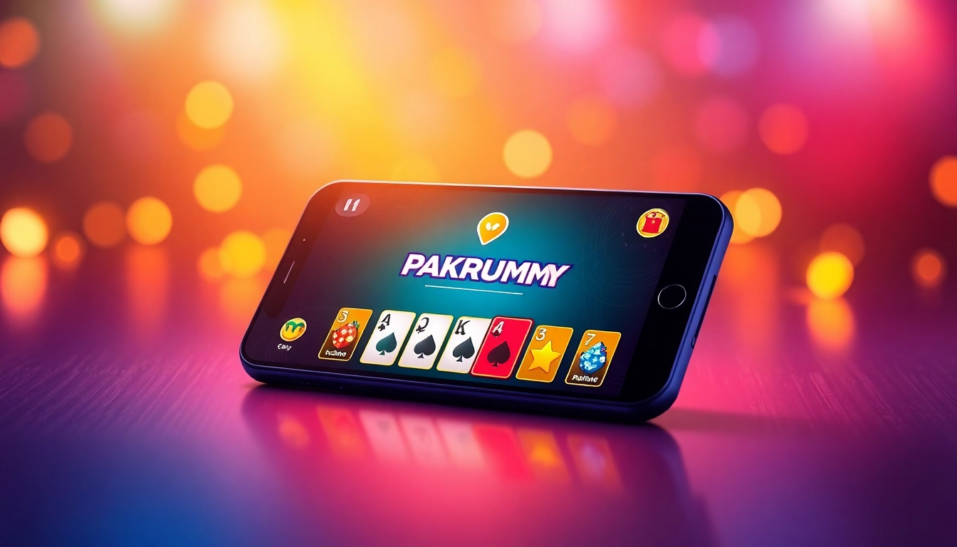 Pakrummy app showcasing popular card games on a smartphone for online real money gambling in